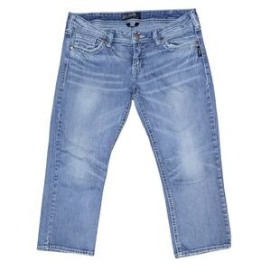 Silver‎ Jeans Aiko Medium Wash Low Rise Capri Cropped Denim Jeans Women's 33